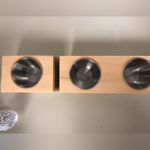 Salvaged Hemlock Wood Plant Holders, Repurposed, 3 pcs set, stainless steel - Picture 3 of 4